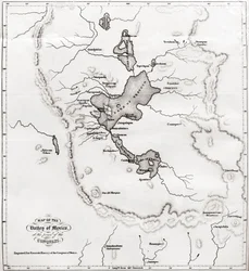 Karte des Tals von Mexiko zur Zeit der Eroberung, aus Geschichte der Eroberung Mexikos, veröffentlicht 1850